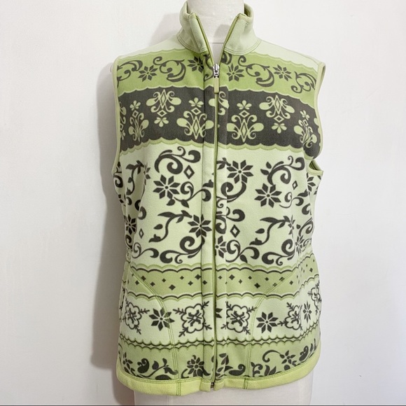 ALLISON DALEY zip front print fleece vest side pockets very soft MP - Picture 1 of 7